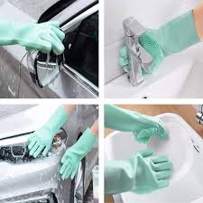 Magic Dishwashing Cleaning Sponge Gloves Reusable Silicone Brush Scrubber Gloves Heat Resistant for Dishwashing